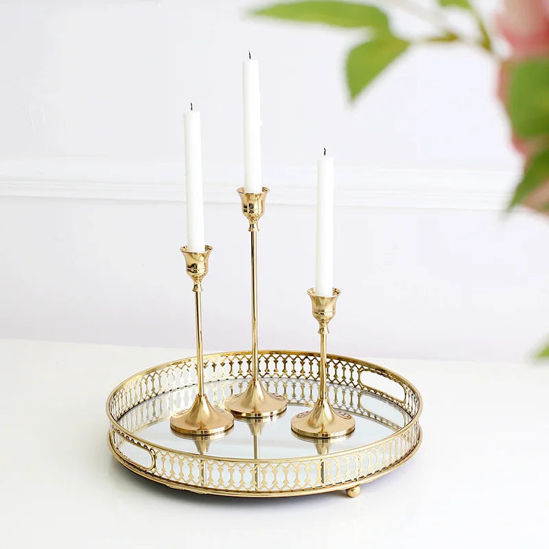 3Pcs/Set European style Metal Candle Holders Simple Golden Wedding Decoration Bar Party Living Room Decor Candlestick Home Decor