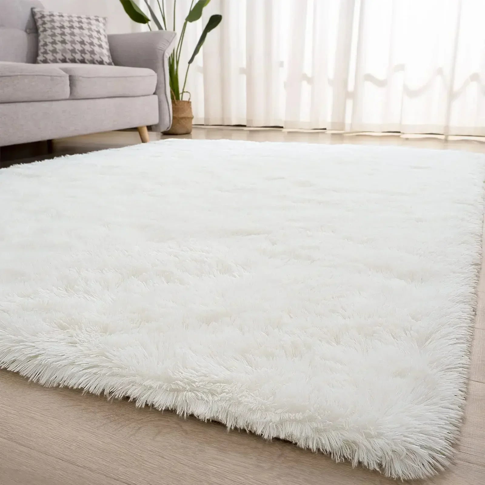 Plush Carpet Suitable For Living Room White Soft Fluffy Carpets Bedroom Bathroom Non-slip Thicken Floor Mat Teen Room Decoration