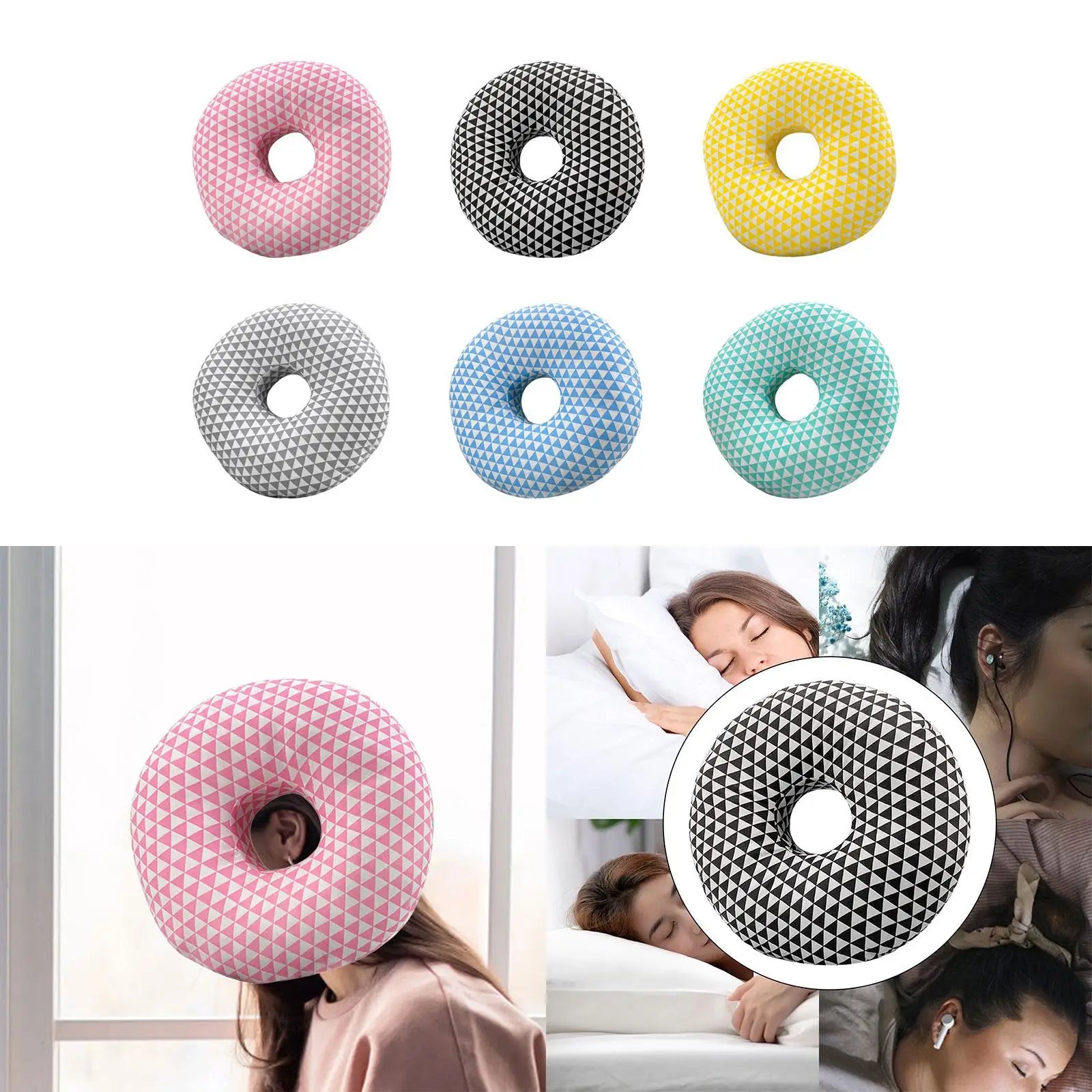 Ear Piercing Pillow Breathable with Hole Donut Pillow for wearing Headphones