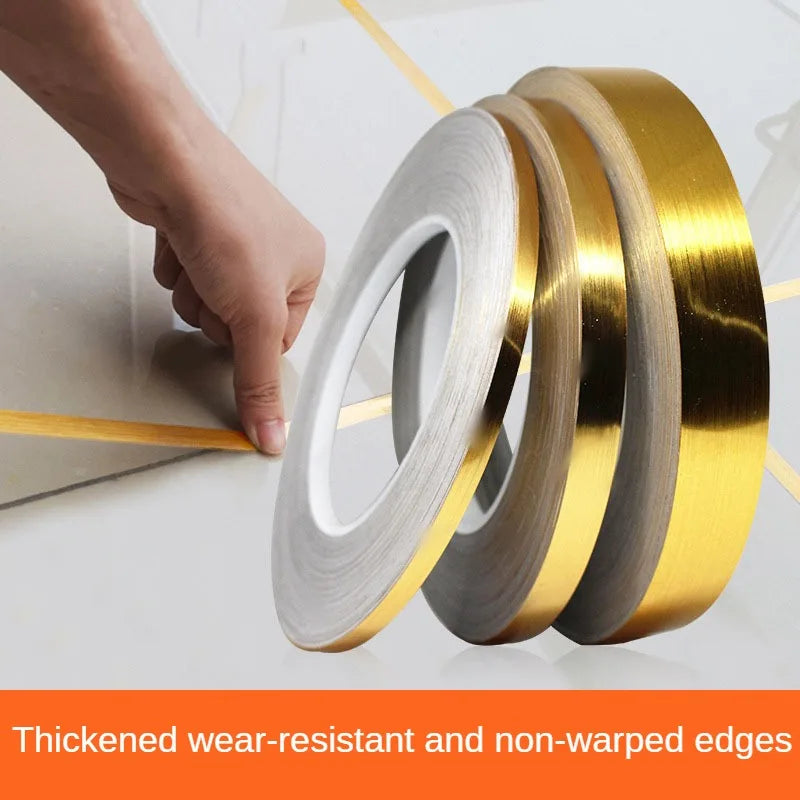 50M Self-Adhesive Tile Sticker Tape Gold Silver Floor Waterproof Wall Gap Sealing Strip Tile Beauty Seam Sticker Home Decoration