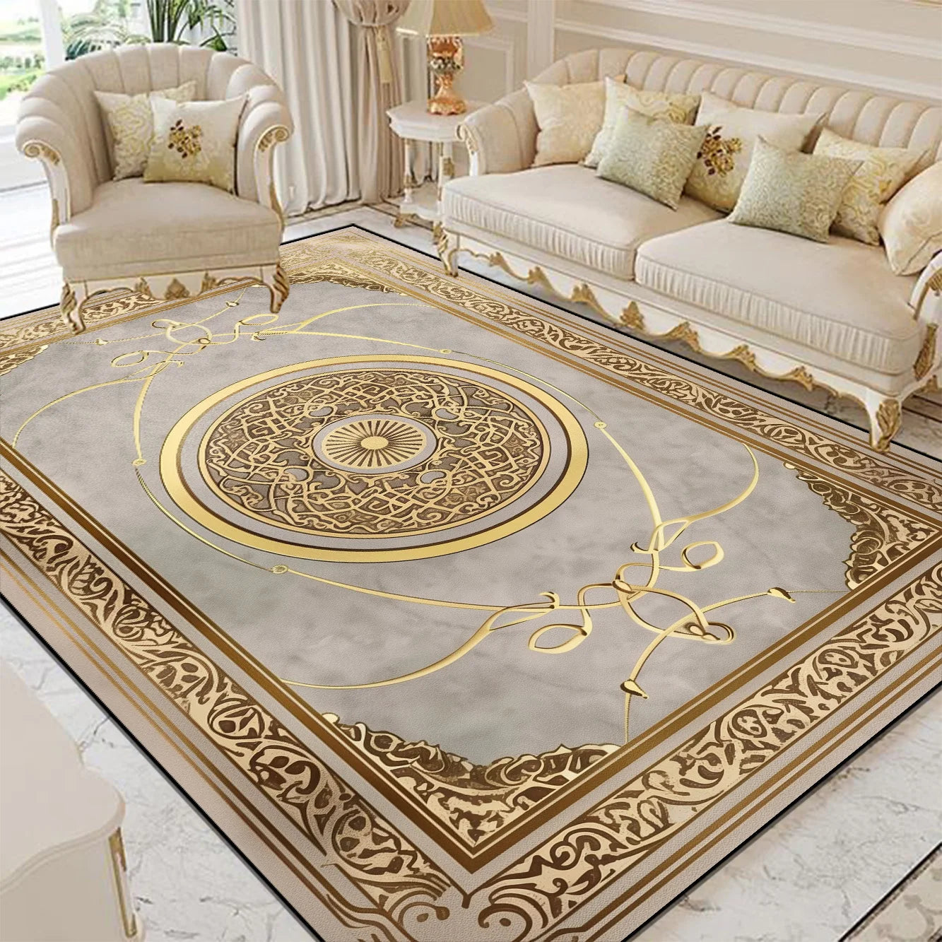 Luxury Style Living Room Large Area Rug Home Room Decor Floor Mats Lounge Sofa Coffee Non-slip Carpet Bedroom Cloakroom Washable