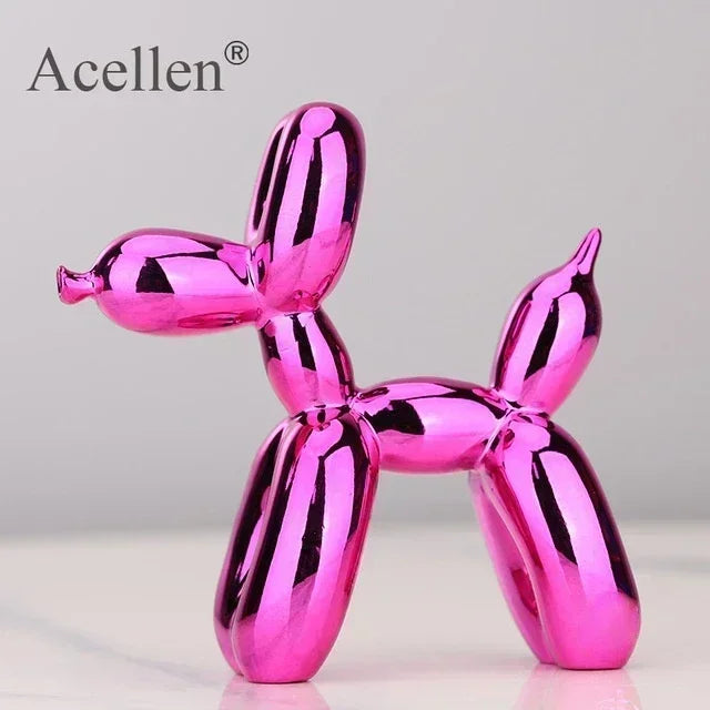 Balloon Dog Home Decor Animals Figurine Resin Cute Shiny Shape Statue Art Sculpture Craftwork with Antiskid Mat Lucky