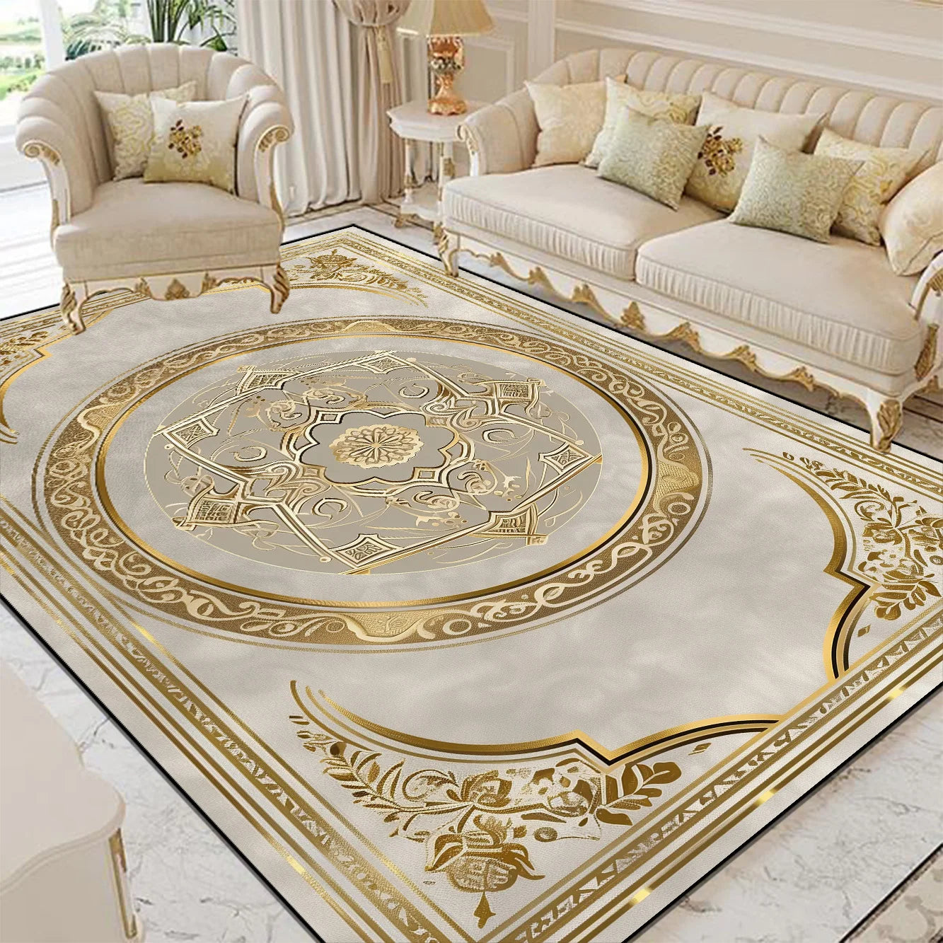 Luxury Style Living Room Large Area Rug Home Room Decor Floor Mats Lounge Sofa Coffee Non-slip Carpet Bedroom Cloakroom Washable