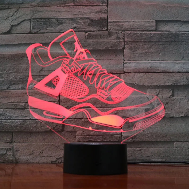 3D LED Light Sneakers Sign Acrylic Illusion Night Lamp RGB Flashing Cool Gift Desktop Setup Computer Backlight Room Decoration