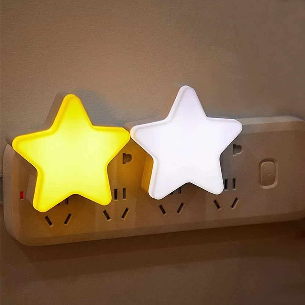 Mini LED Night Light Star Shape Remote Control Energy Saving Wall Lamps For Bedroom Decoration Bedside Baby Sleep Socket Lamp