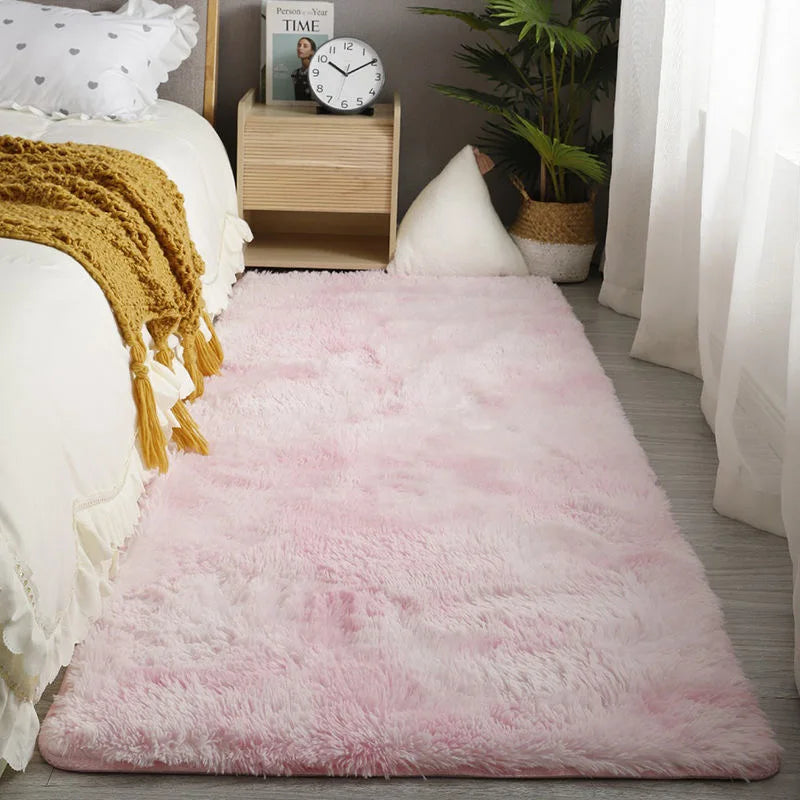 Pink Bedroom Carpet For Children's  Room Cute Girls Floor Soft Mat Living Room Decoration White Fluffy Large Kids Bedside Rugs