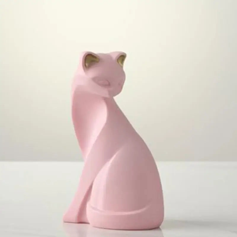 Cute Pink Kitten Sculpture Cat Statue Decor Cat Ornaments Cat Sculptures Resin Standing Cat Ornament Cat Figurine Statue Decor