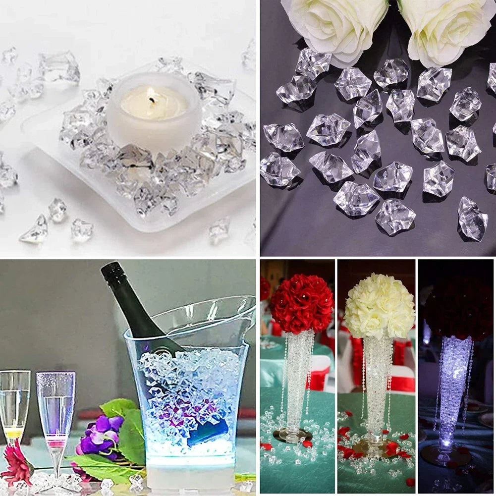 100/200pcs Crystal Transparent Fake Crushed Ice Stones Party Wedding Decorations Vase Acrylic Vase Filler Decoration Crafts Home