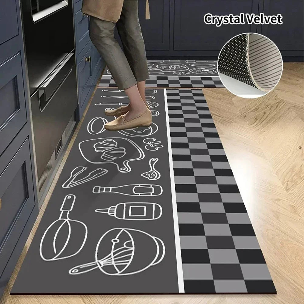 Non-slip Kitchen Mat Long Rugs Crystal Velvet Carpet for Living Room Absorbent Foot Mats Bedroom Doormat Alfombra Small Rugs