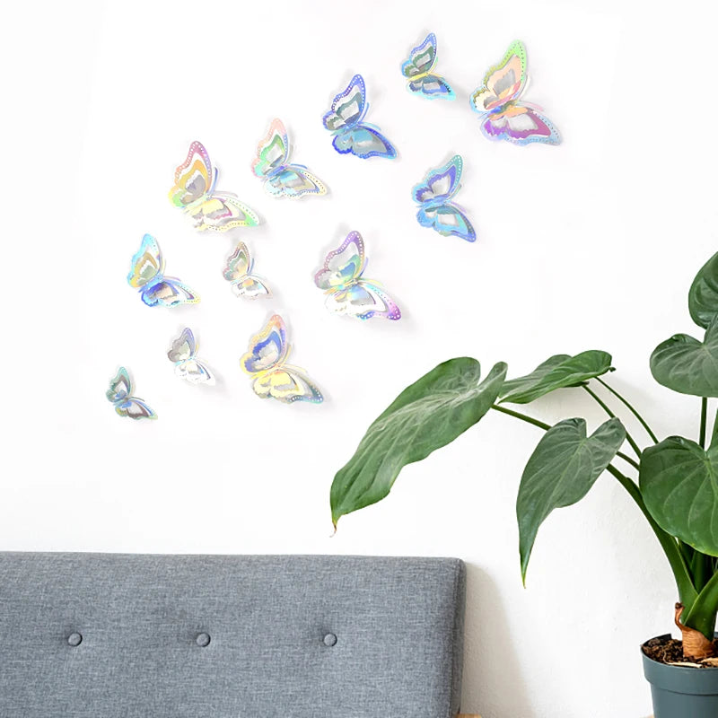 12pcs 3D Butterfly Wall Stickers Self Adhesive Butterfly Wallpaper For Home Living Room Decoration Kids Room Wall DIY Decal