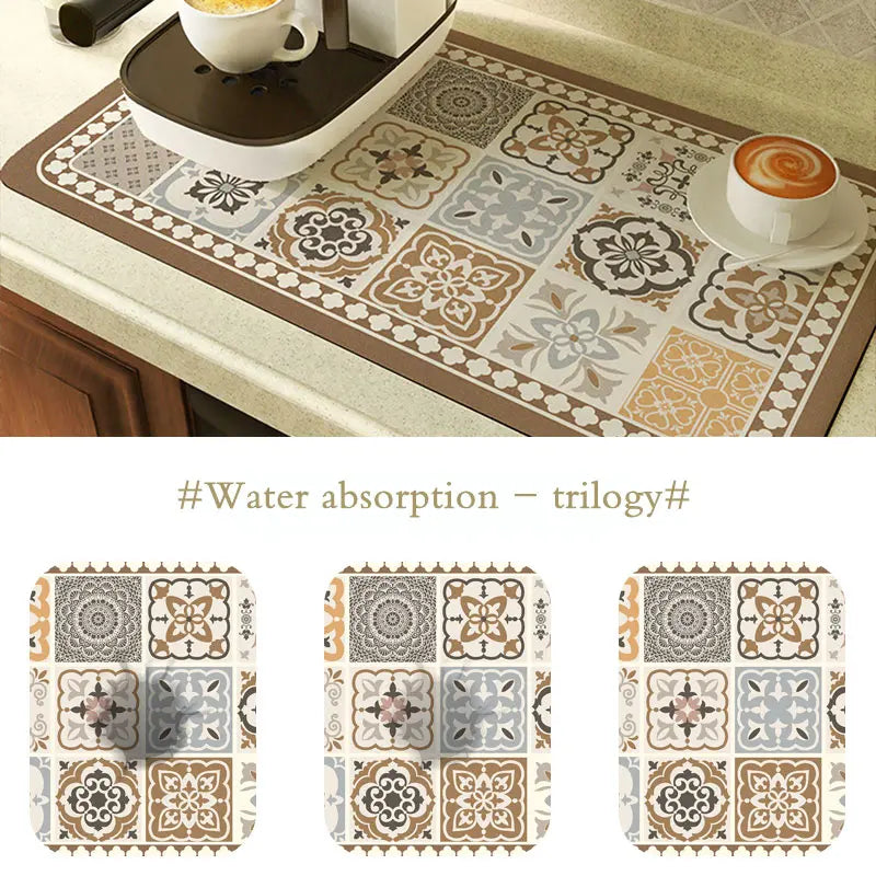 Coffee Machine Drain Pad Super Absorbent Dish Drying Mat Tableware Draining Pad Quick Dry Rug Kitchen Dinnerware Placemat