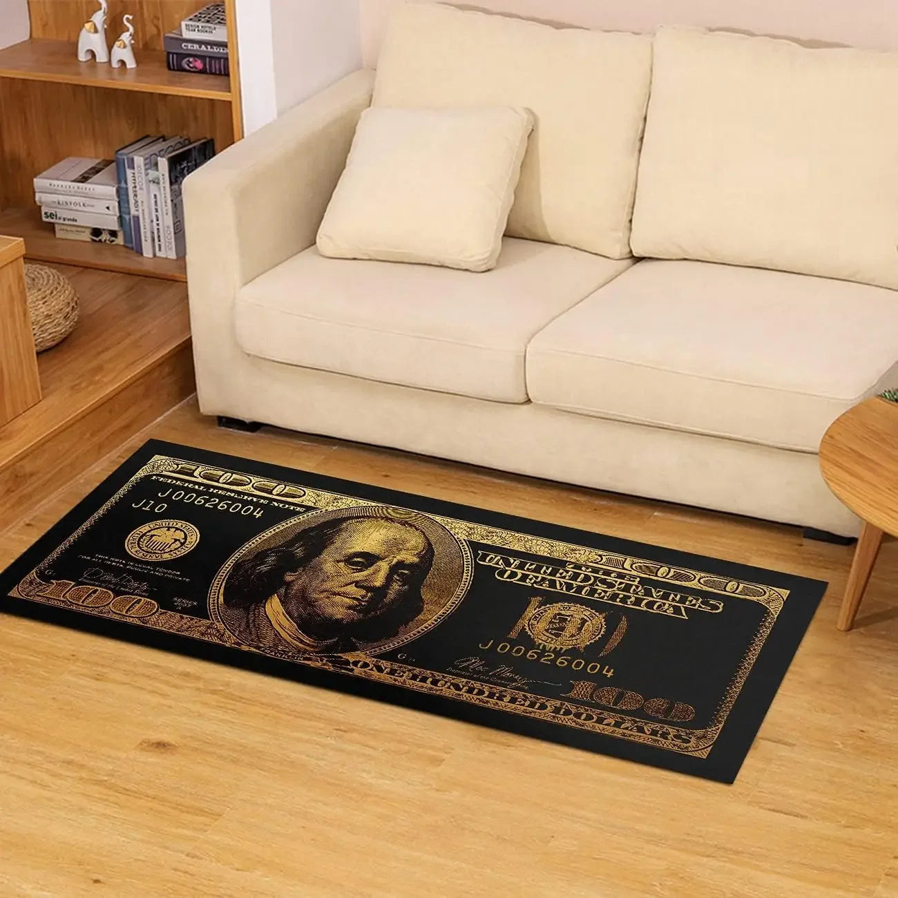 Black Gold 100 Dollar Bill Money Kitchen Floor Mat Home Decor Hallway Balcony Laundry Runners Rugs Bathroom Non-slip DoorMat