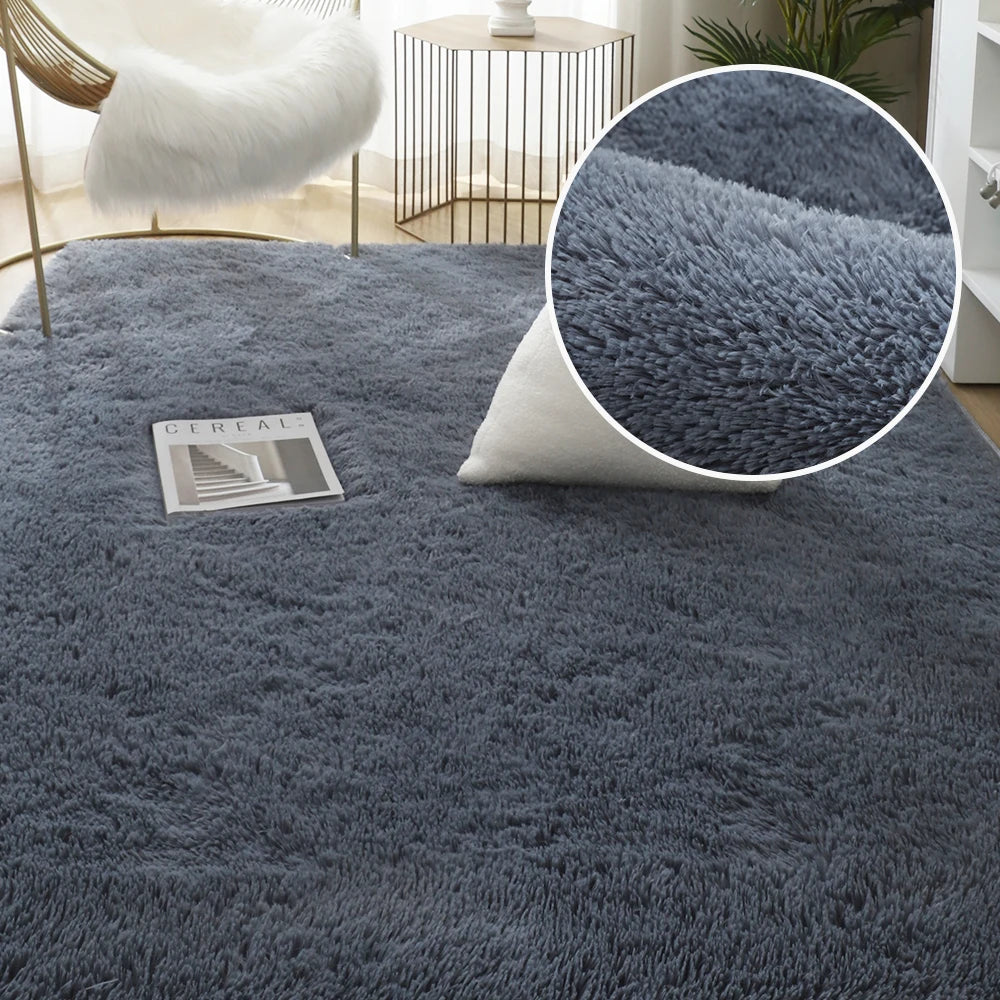 Gray Carpet for Living Room Plush Rug Bed Room Floor Fluffy Mats Anti-slip Home Decor Rugs Soft Velvet Carpets Kids Room Blanket