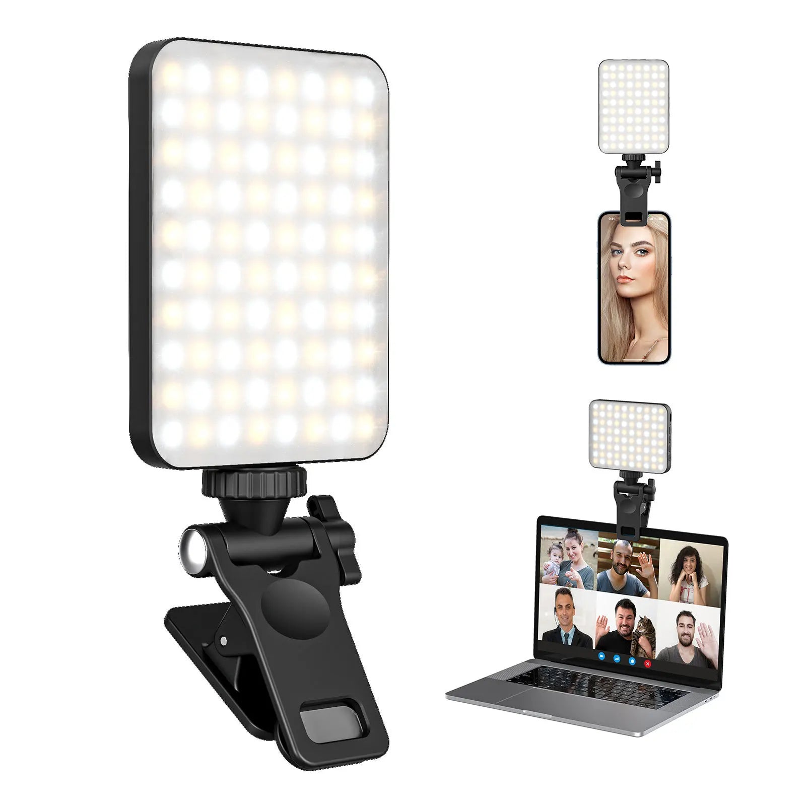 Led Fill Light Pocket Selfie Lamp for IPad Mobile Phone Laptop Fill Video Light with Front & Back Clip Adjusted 3 Light Modes