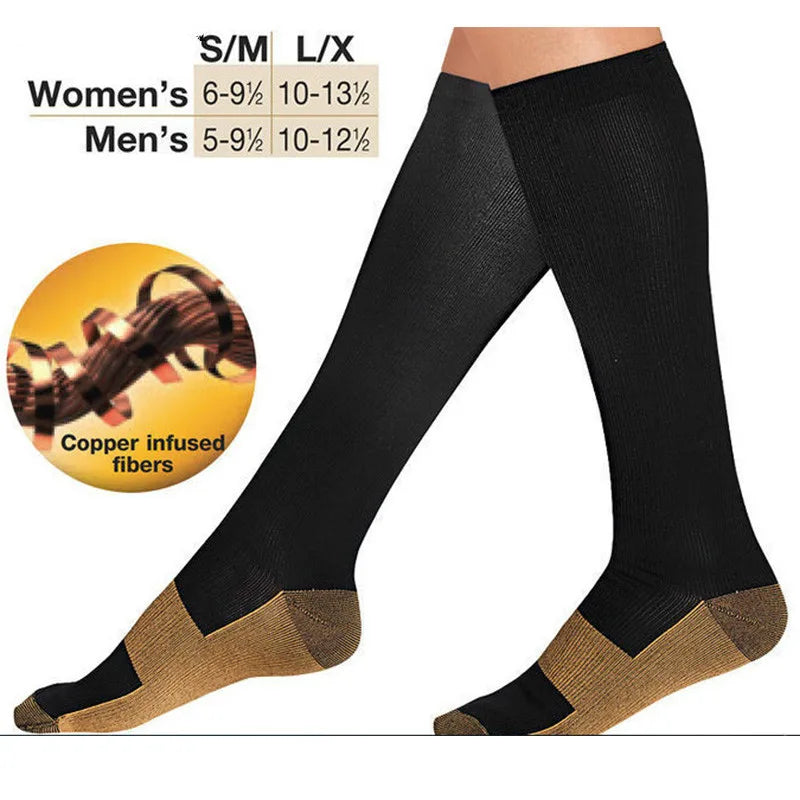 Copper Compression Socks Men Women Anti Fatigue Pain Relief Knee High Stockings 20-30 Mmhg for Running Athletic Pregnancy