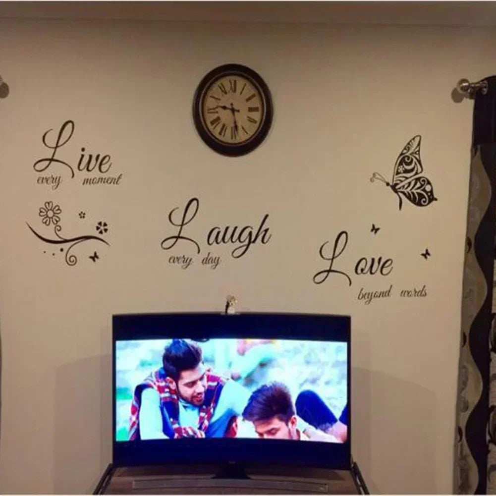 Butterfly Wall Art Stickers Modern Live Laugh Love Quotes Decals Vinyls Stickers Living Decoration For Home Living Room