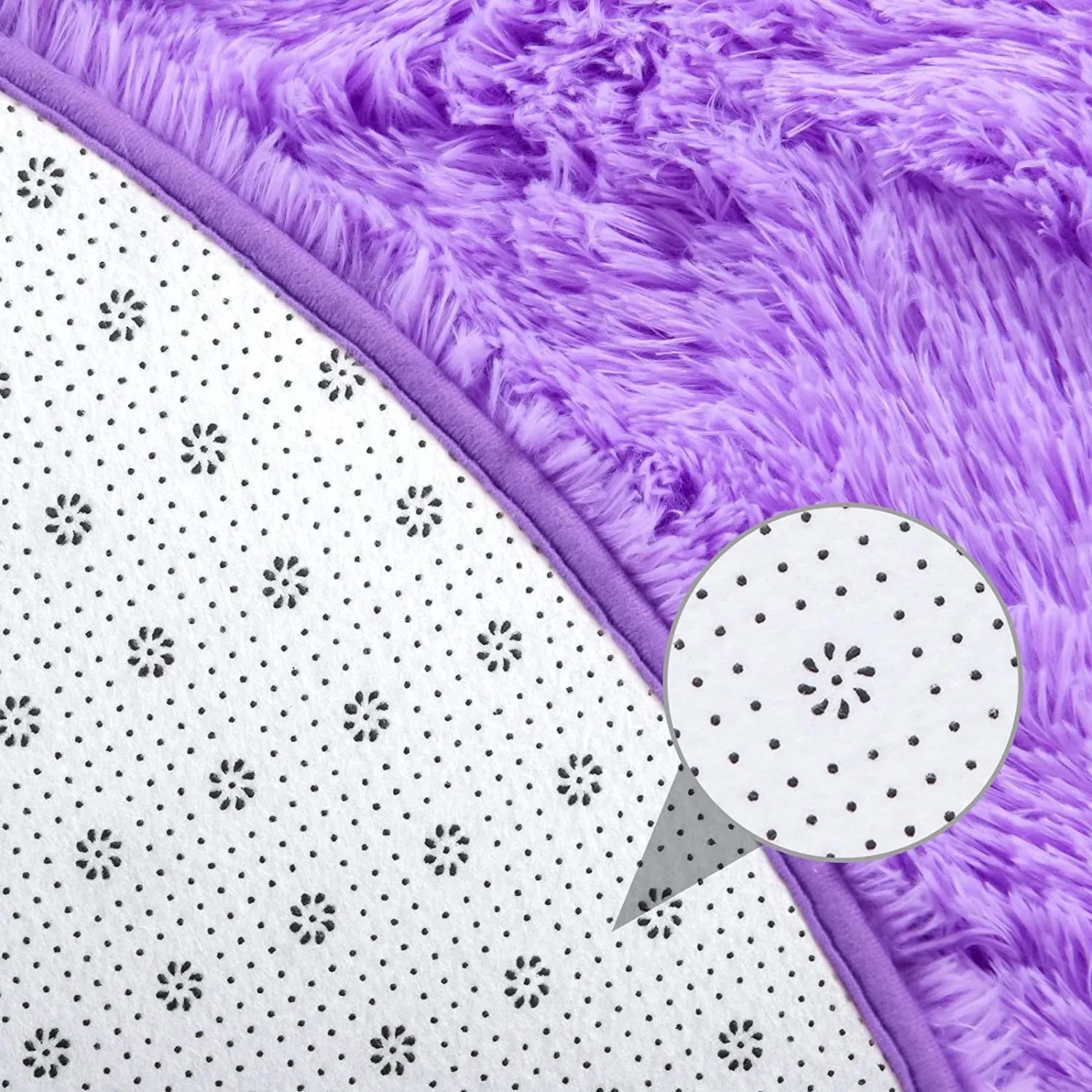 Purple Round Fluffy Carpet for Kids, Soft Area Rug for Girls Room, Princess Castle Plush Shaggy Carpet, Cute Circle Rug, Bedroom