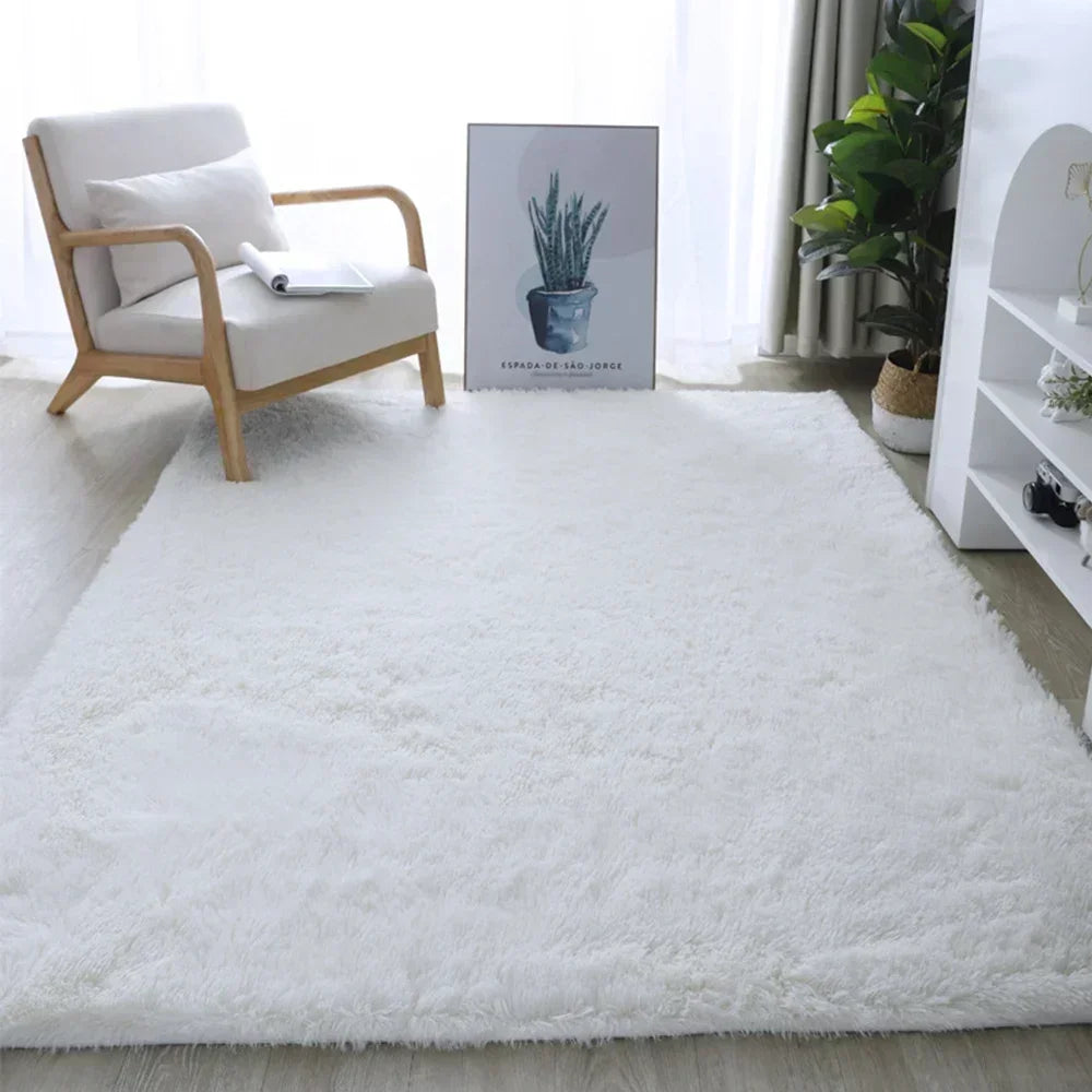 Plush Carpet Suitable For Living Room White Soft Fluffy Carpets Bedroom Bathroom Non-slip Thicken Floor Mat Teen Room Decoration