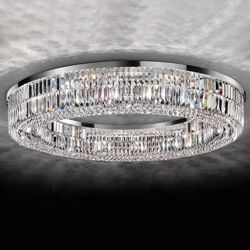 Ceiling crystal lamp chandelier living room decoration round square rectangular chrome bedroom glossy ceiling crystal lamp