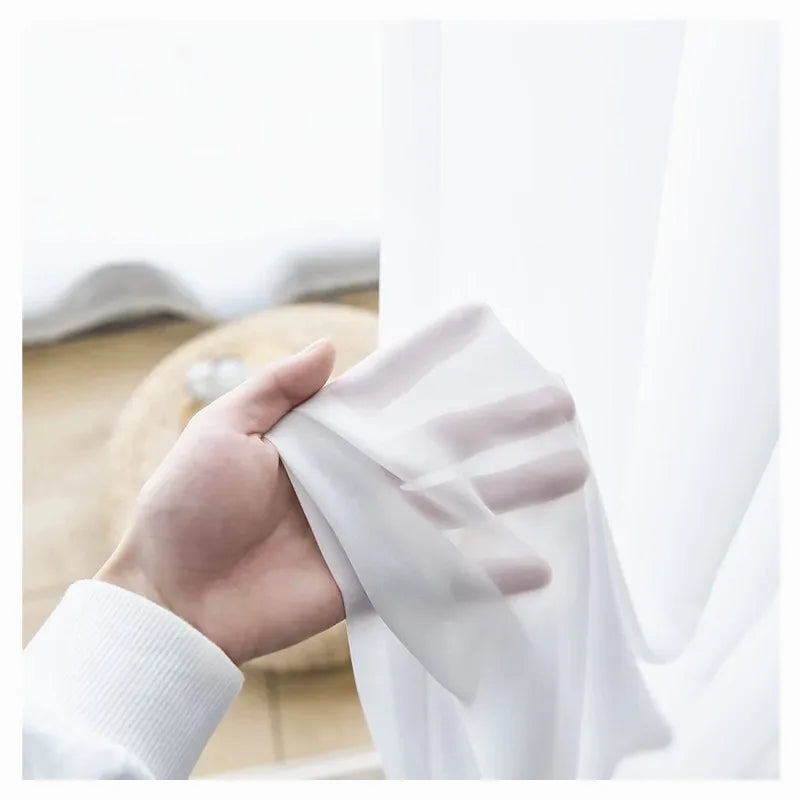 Super Soft Chiffon Pure White Sheer Curtains for Living Room Bedroom Window Hidden Back Tabs Kitchen Slide Door Voiles Tulle