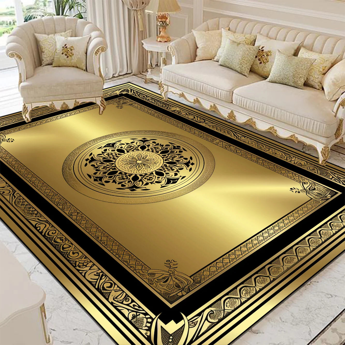 Luxury Style Living Room Large Area Rug Home Room Decor Floor Mats Lounge Sofa Coffee Non-slip Carpet Bedroom Cloakroom Washable