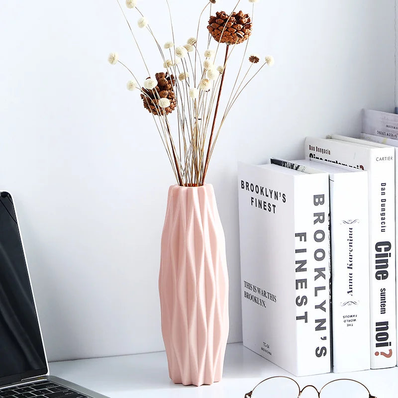 Nordic Style Flower Vase Living Room Decoration Ornaments Modern Origami Plastic Vases Pot for Flower Arrangements Home Decor