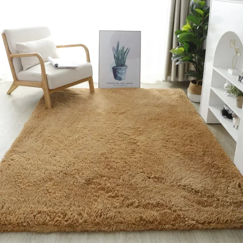 Plush Carpet Suitable For Living Room White Soft Fluffy Carpets Bedroom Bathroom Non-slip Thicken Floor Mat Teen Room Decoration