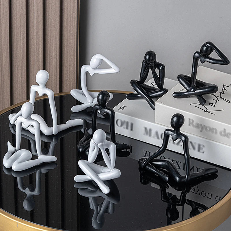 1pc Thinker Statues Abstract Mini Characters Figurines Home Office Study Room Bookshelf Decor Accessories Figure Item