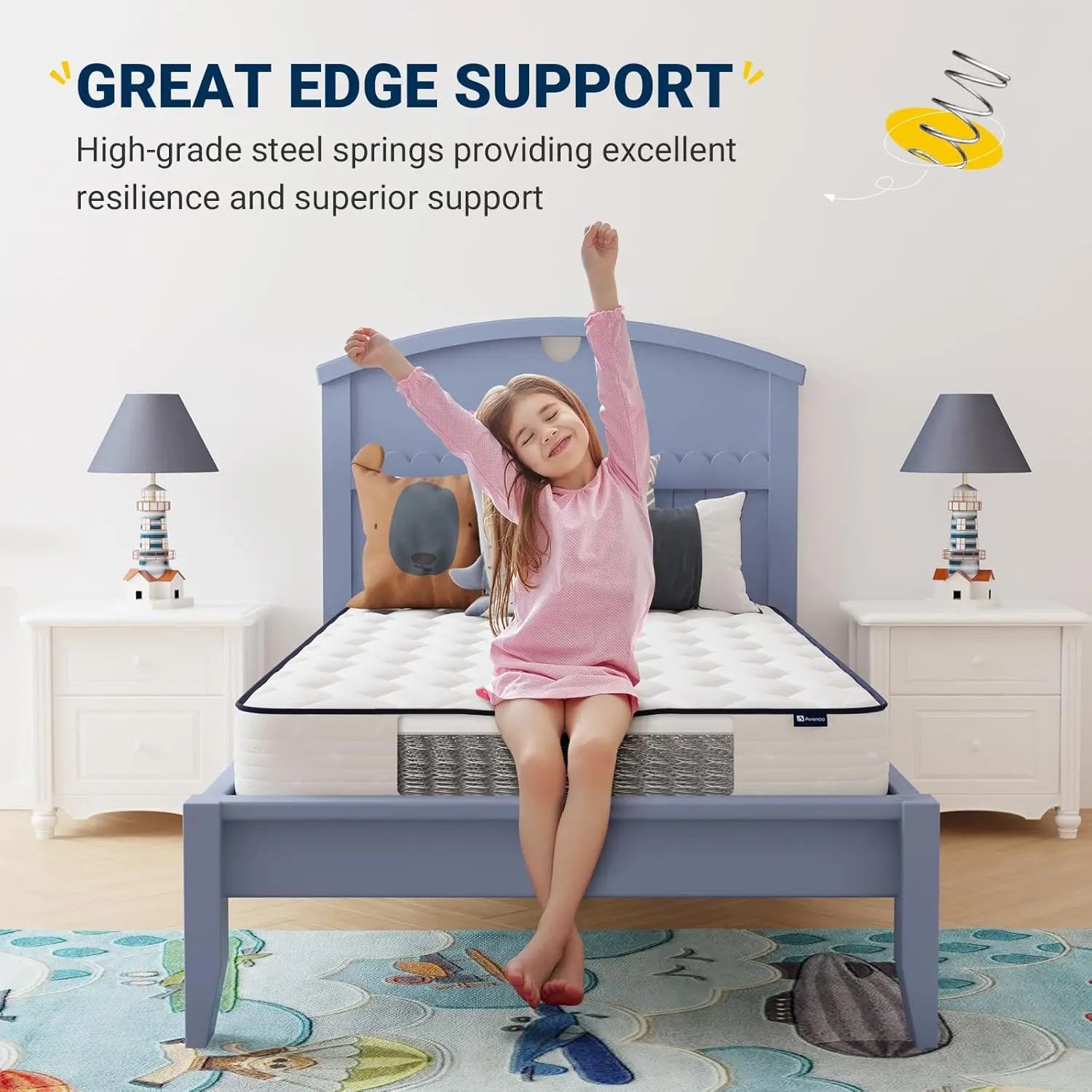 6 Inch Twin Mattress, Twin Bed Mattress in a Box, Medium Soft, Breathable Fabric Cover & Adaptive Suppor