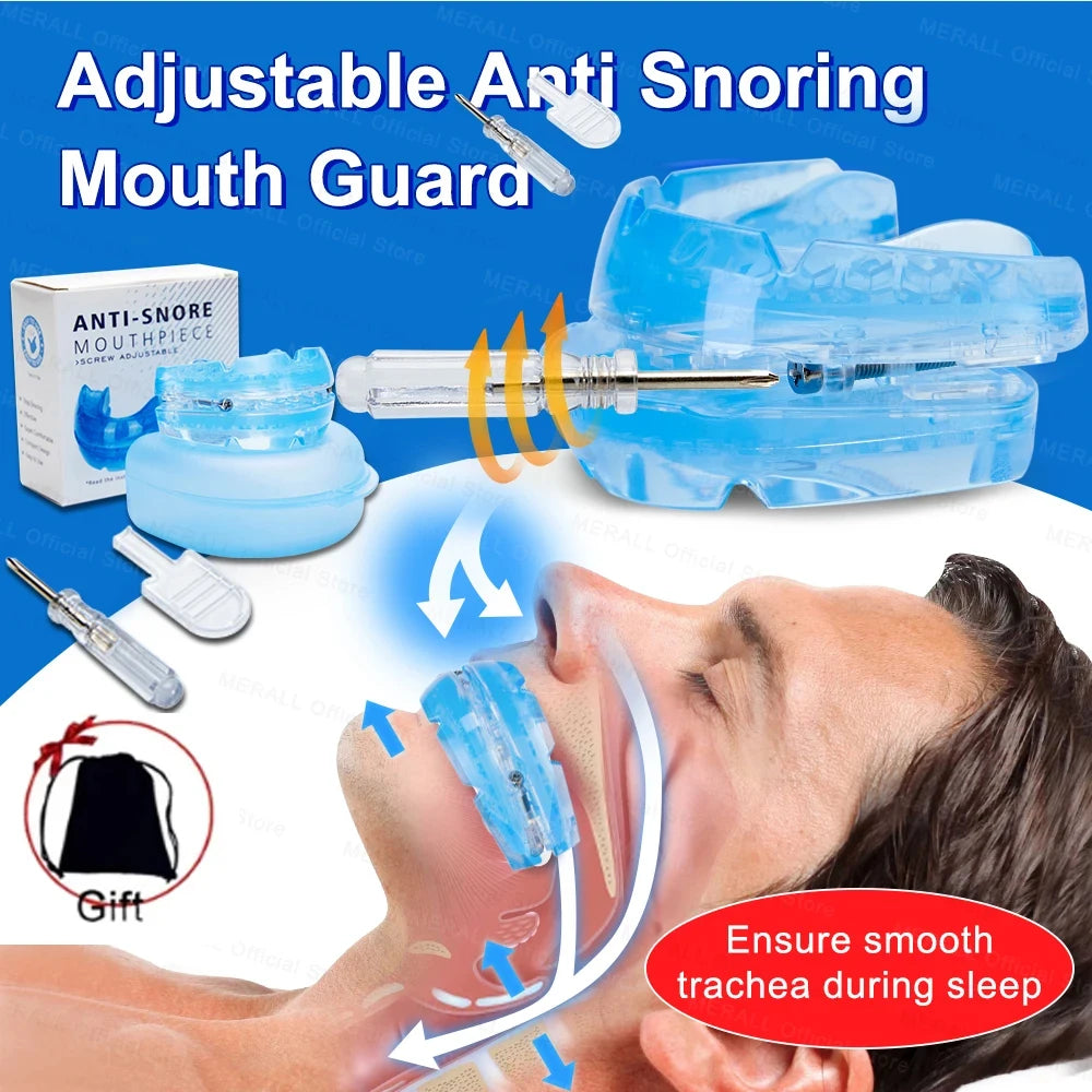 Adjustable Anti Snoring Mouthpiece Device Night Teeth Mouthguard Sleeping Aid Guard Bruxism Stop Snoring Device Improve Sleep