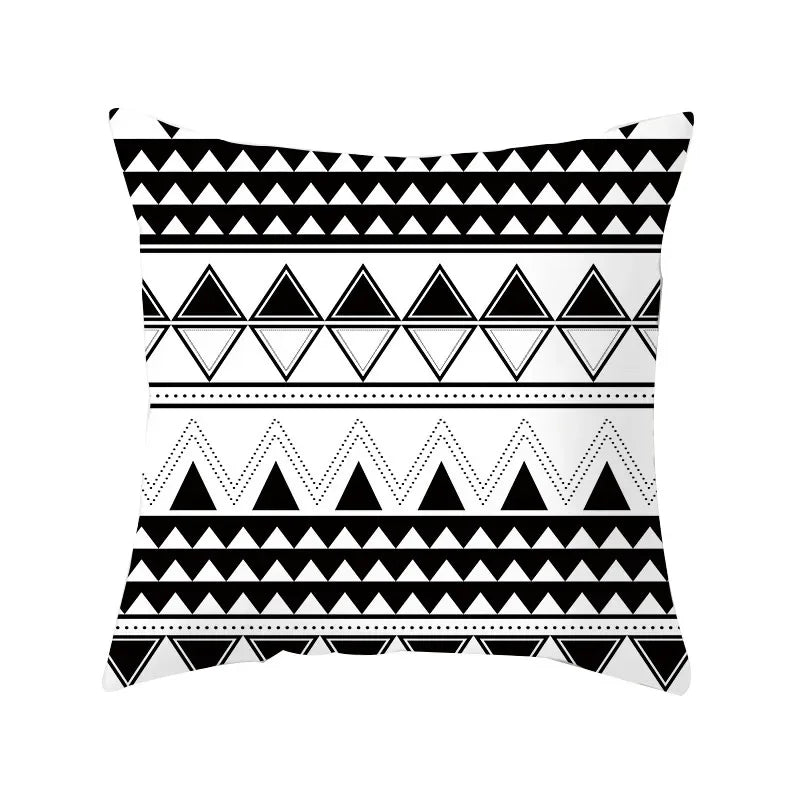 Black and White Geometric Portrait Pillowcase Home Sofa Office Cushion  Cover  Decor Car Decoration