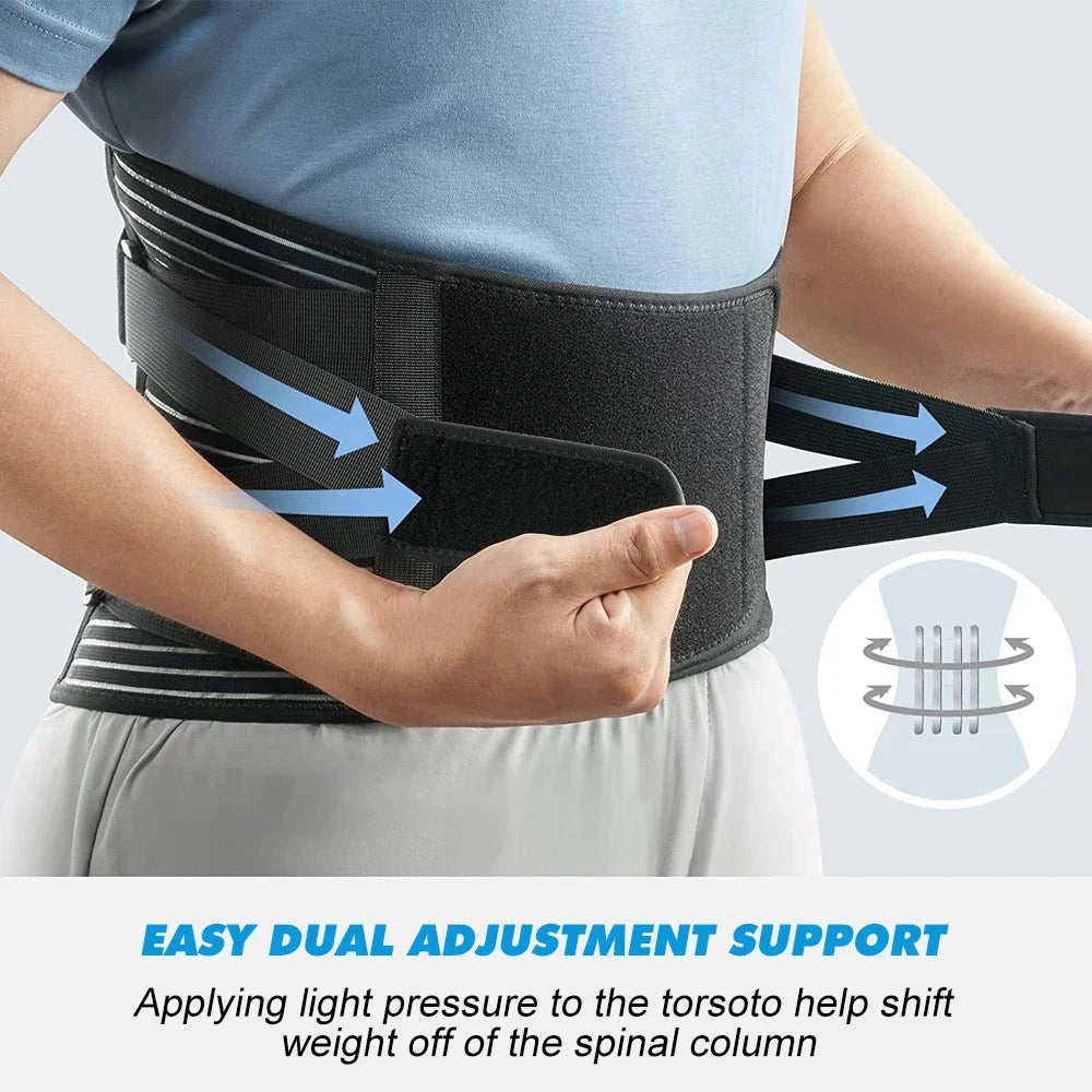 Back Brace for Lower Back Pain Relief, Breathable Waist Brace Adjustable Lumbar Support for Herniated Disc, Sciatica, Scoliosis